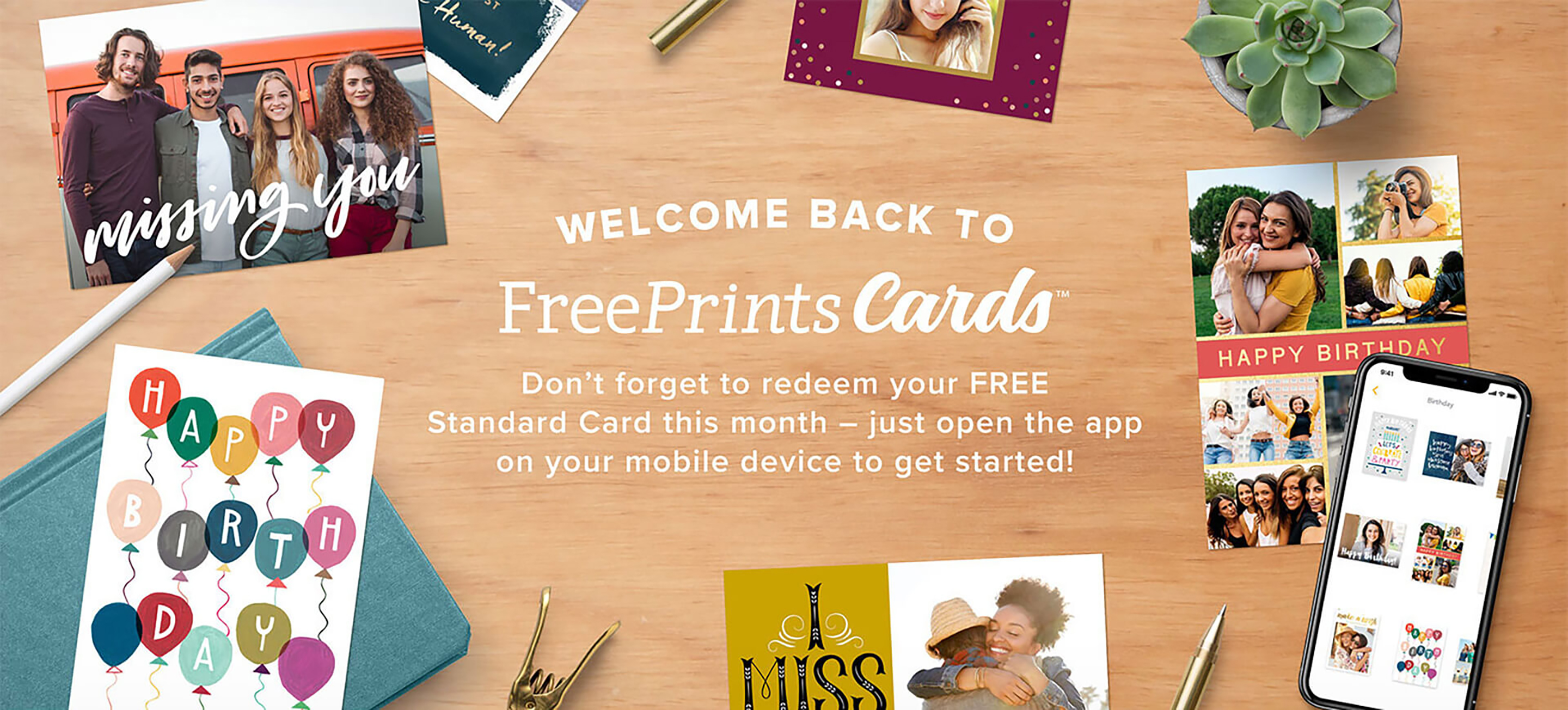 Welcomeback FreePrints Cards App For IOS Android